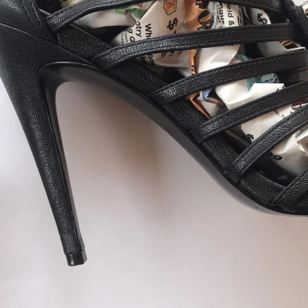 Tory Burch Black Sandals Heels Crystal Stiletto High Designer Gem Sparkle 9 Cute